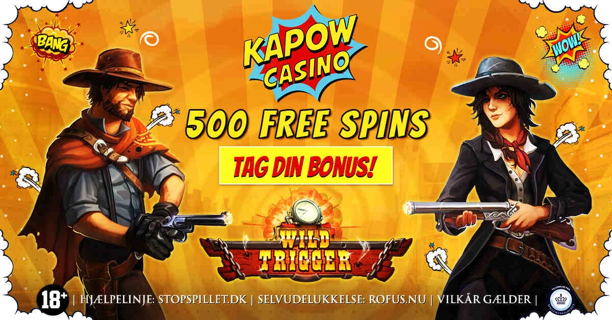 Ny velkomstbonus: Få 500 Free Spins uden indbetaling hos Kapow Casino!