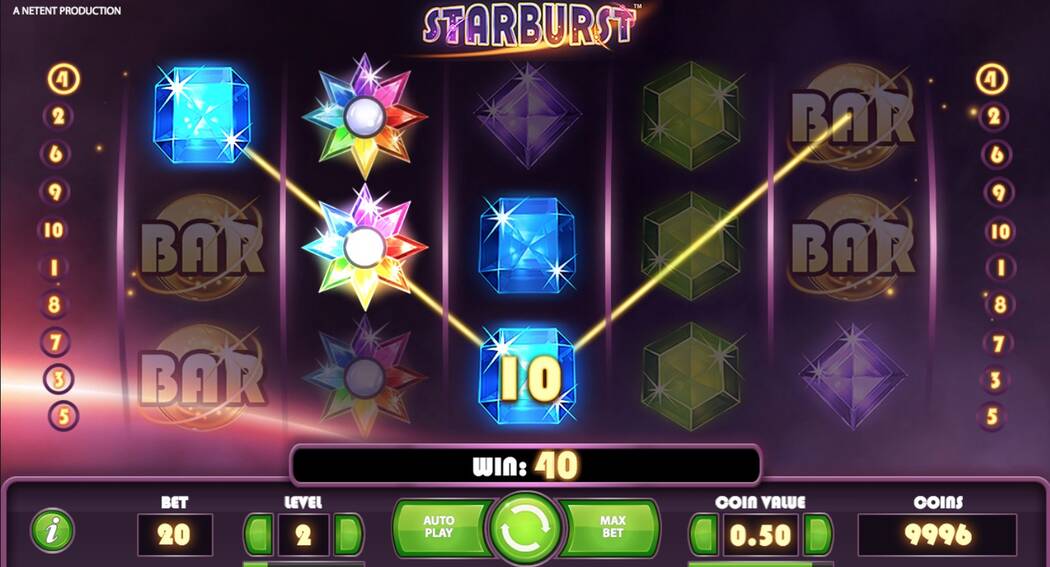 Starburst Casino spilleautomat Symboler screenshot af gameplay
