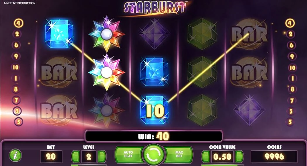 Starburst Casino spilleautomat Symboler screenshot af gameplay