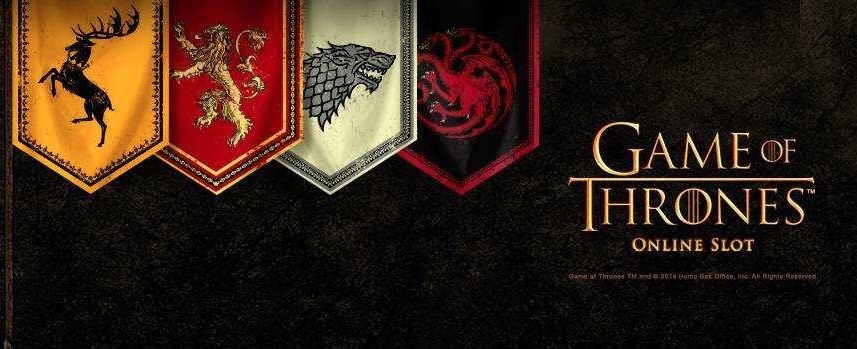 Game of Thrones spilleautomate GoT spillemaskine mørkt logo med gylden tekst af guld