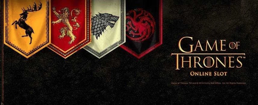 Game of Thrones spilleautomate GoT spillemaskine mørkt logo med gylden tekst af guld