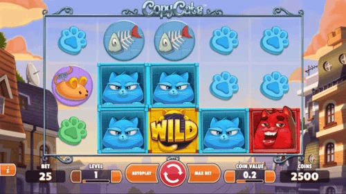 NetEnt CopyCats Evolution Gaming Screenshot af casinospillet med katte