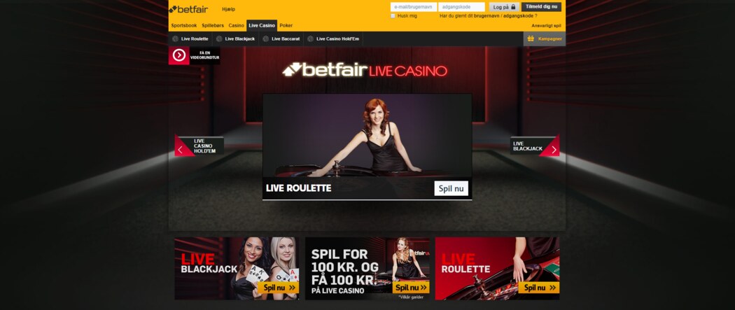 Betfair Casino screenshot af live casino