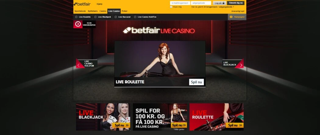 Betfair Casino screenshot af live casino