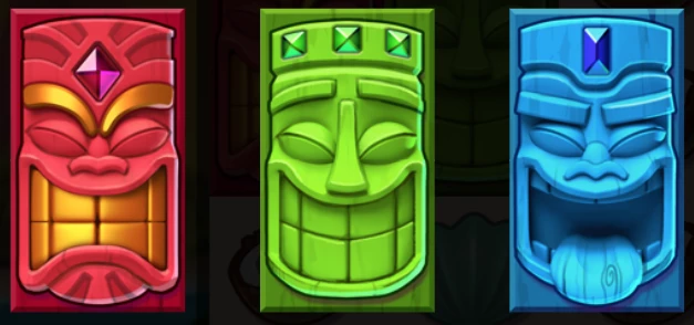 Aloha spilleautomat Tiki symboler der tæller for 2 symboler