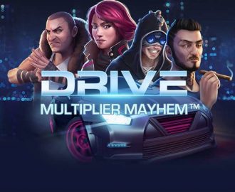 Drive: Multipliers Mayhem promo banner med Hamaki, Jette, Twitch og Bruiser