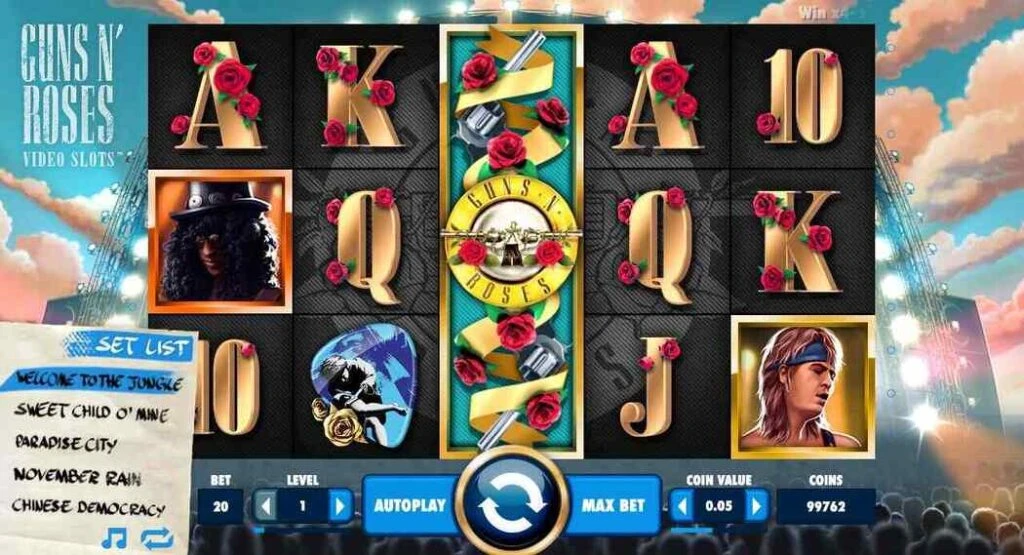 Guns N Roses spilleautomat hjul screenshot af gameplay Hjul