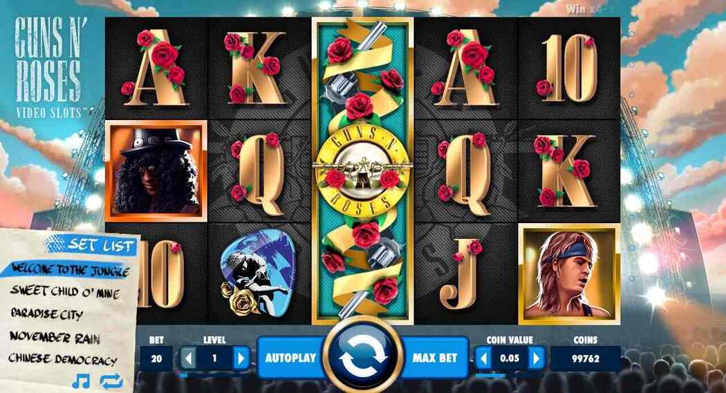 Guns N Roses spilleautomat hjul screenshot af gameplay Hjul