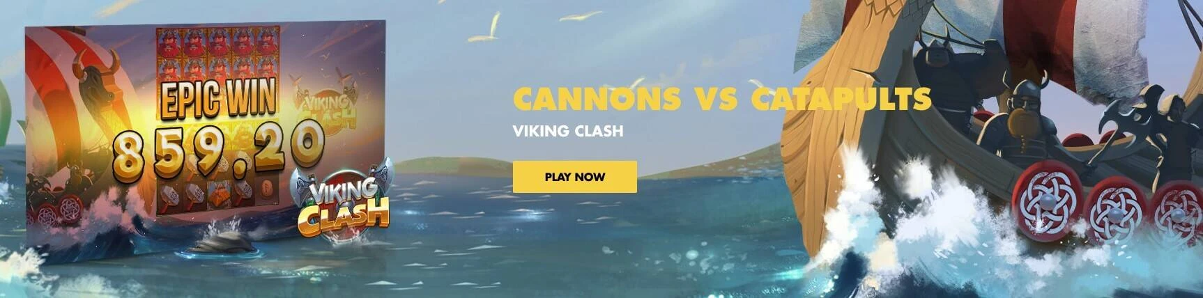 Bethard spilleautomat Cannons VS Catapults Viking Clash Banner på casinoside