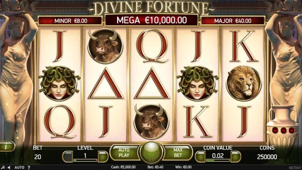 Divine Fortune Casinospil Hjul Screenshot af gameplay