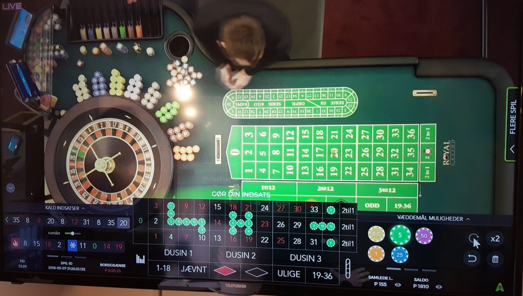 Live roulette bord med kamera setup