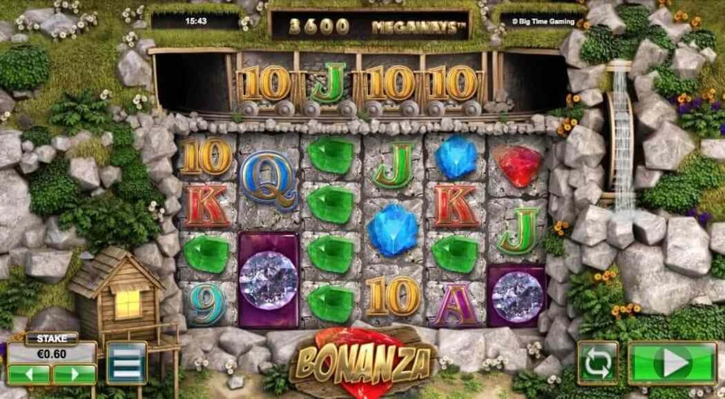 Bonanza Casinospil fra Big Time Gaming Screenshot af casinosymboler