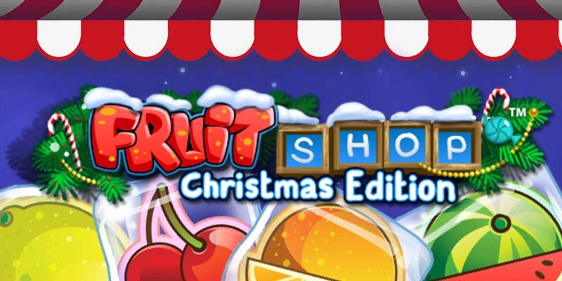 Fruit Shop Christmas Edition Banner med Frugter og Bogstaver
