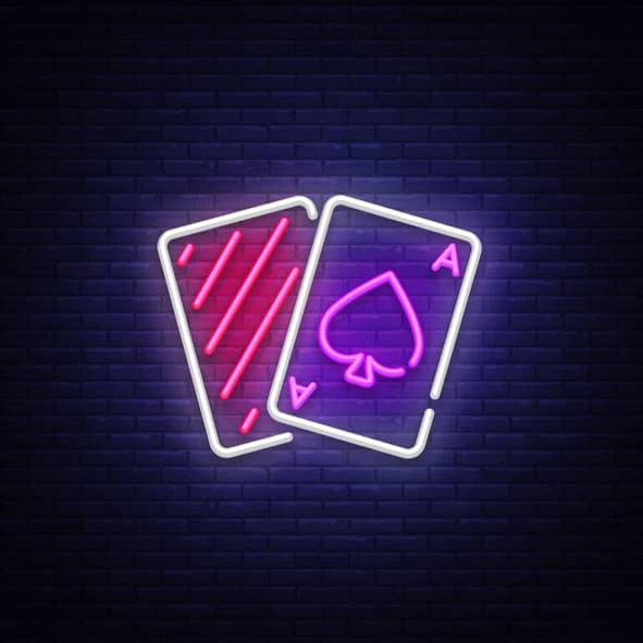 Spillekort neon skilt