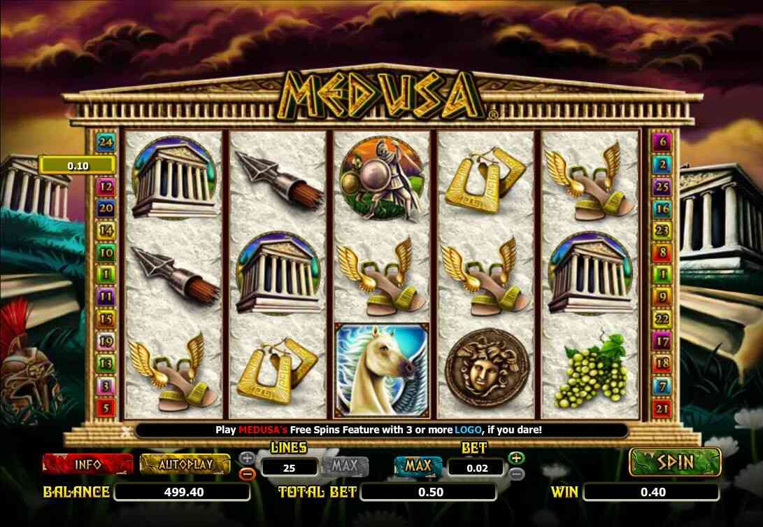 Medusa Casinospil Gameplay med symboler