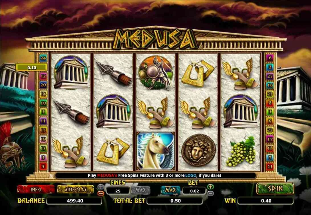 Medusa Casinospil Gameplay med symboler