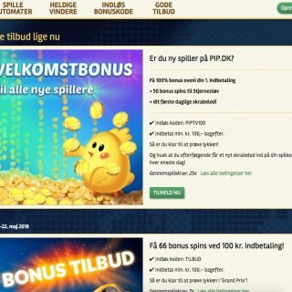Pip.dk Casino bonus og kampagner