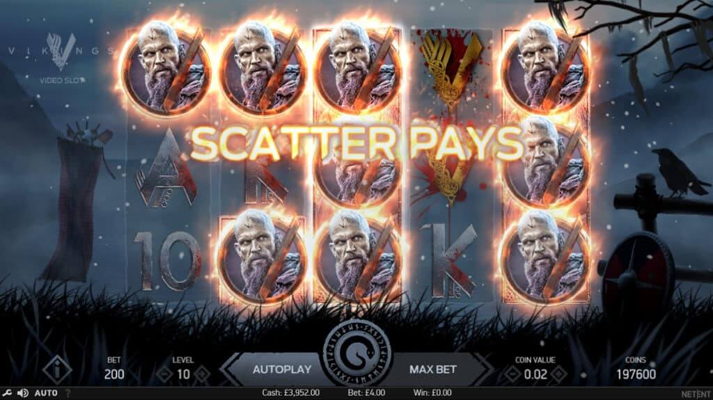 Vikings Spilleautomat Scatter symboler casinospil med Vikings fra HBO