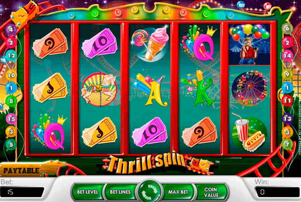 Thrill Spin Casinospil Screenshot af gameplay med symboler