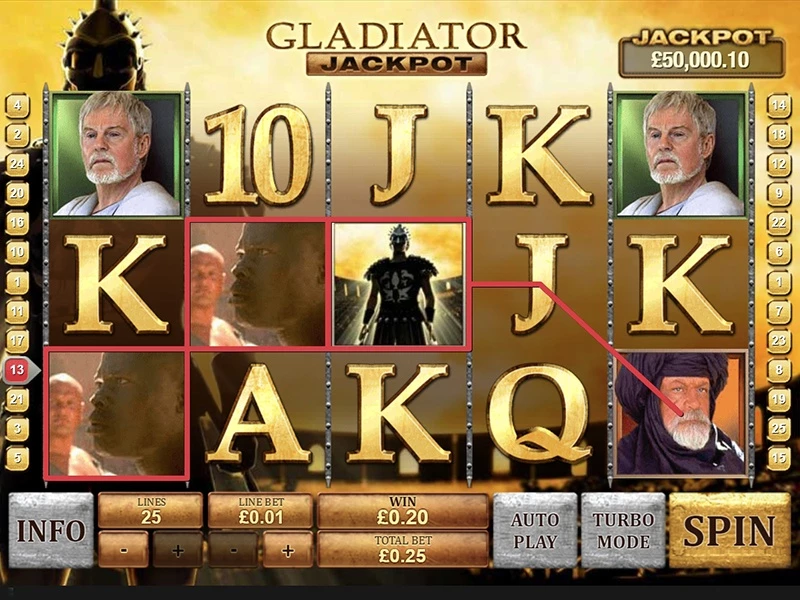 Gladiator spilleautomat spilleplade