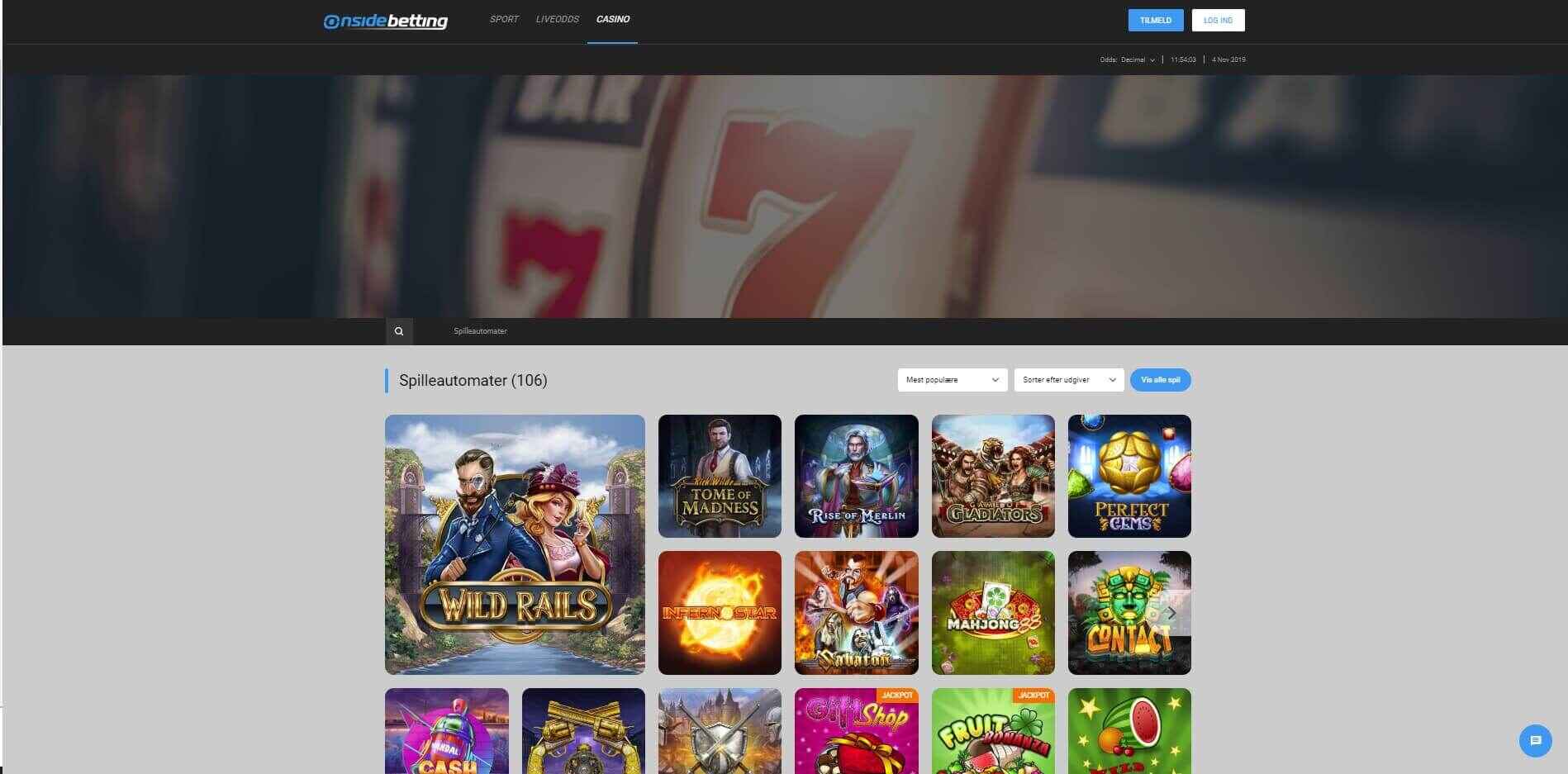 OnSideBetting Casinoside Screenshot