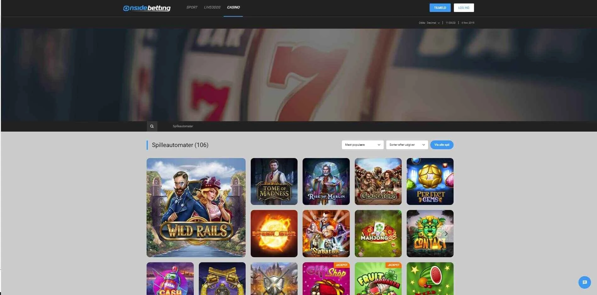 OnSideBetting Casinoside Screenshot