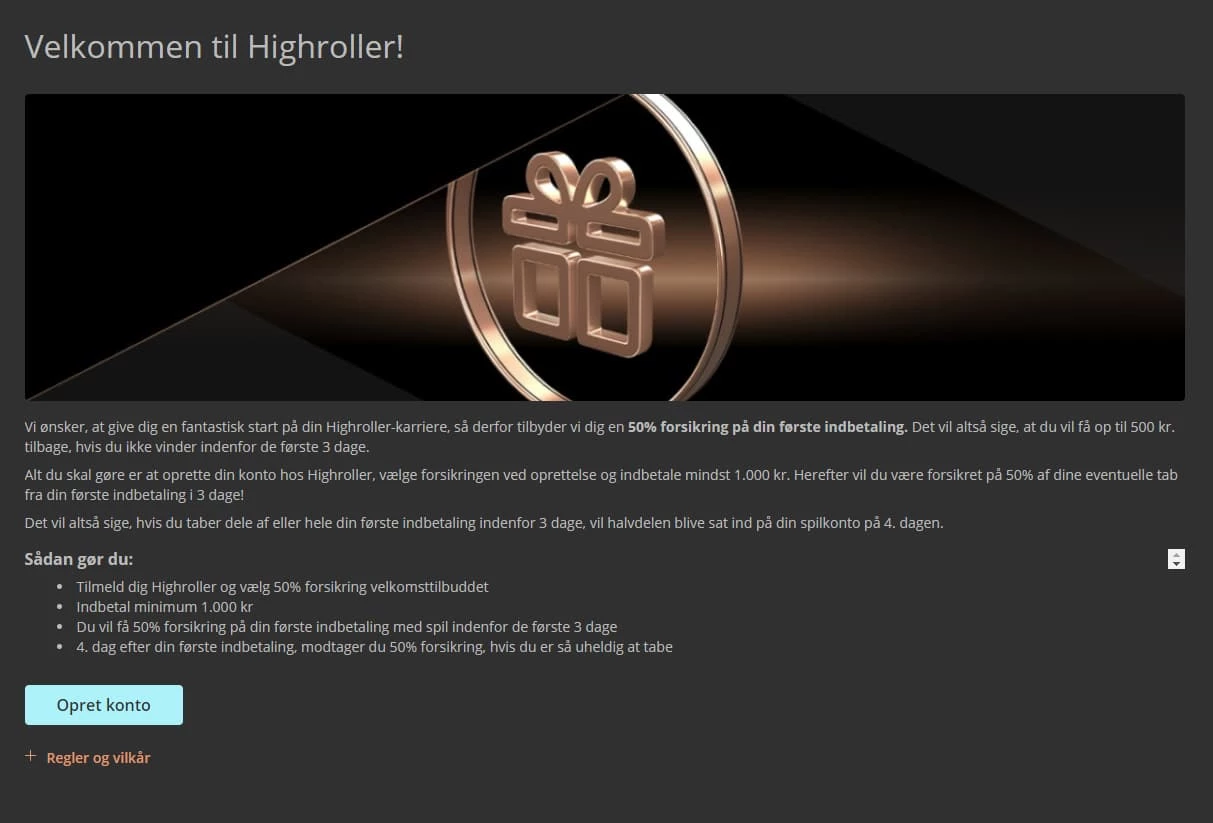 Highroller Casino velkomstbonus