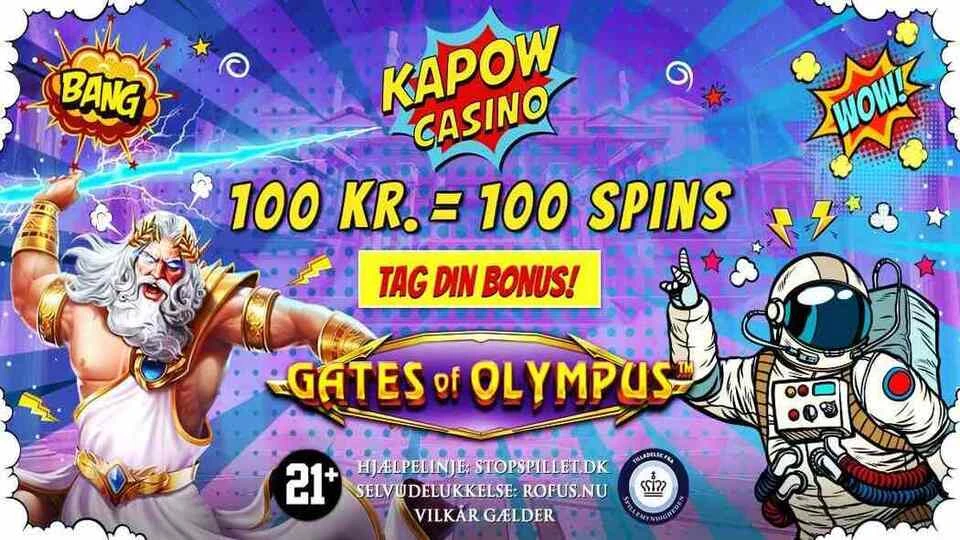 Kapow Casino Danmark Velkomstbonus 2025 spins til Gates of Olympus