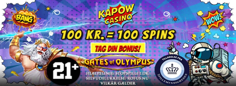 Kapow Casino Velkomstbonus Spins til Gates of Olympus