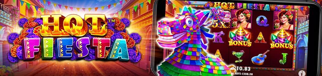 Hot Fiesta Banner Farverigt banner med casino spillet Hot Fiesta