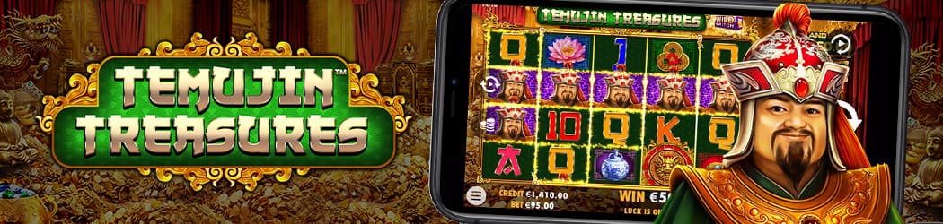 Spil på den nye Temujin Treasures jackpot spilleautomat her
