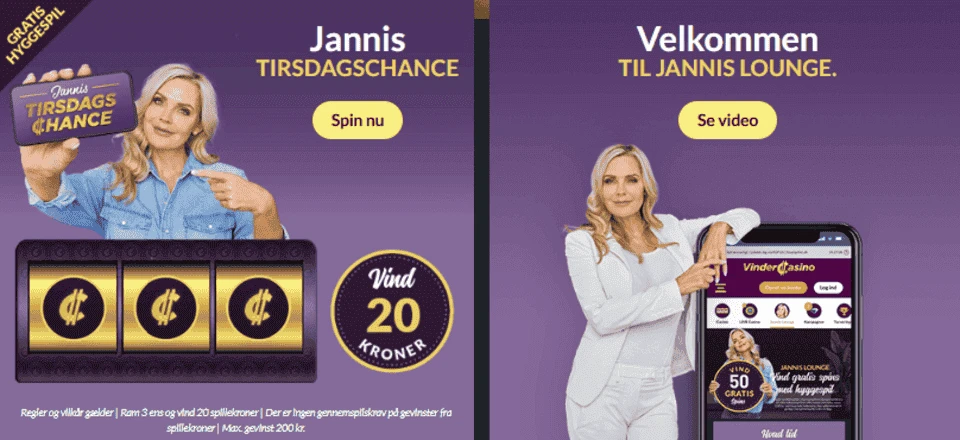 VinderCasino Jannis Lounge Jannis Tirsdagschancen screenshot af VinderCasinos online casino hjemmeside