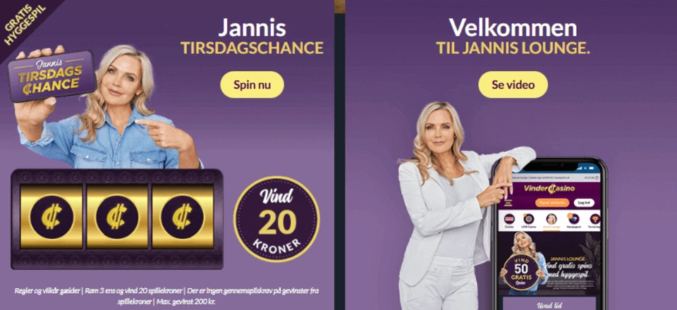 VinderCasino Jannis Lounge Jannis Tirsdagschancen screenshot af VinderCasinos online casino hjemmeside