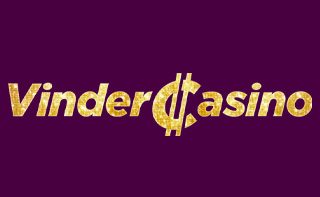 Vinder casino tekst i glimmer guld på lilla baggrund