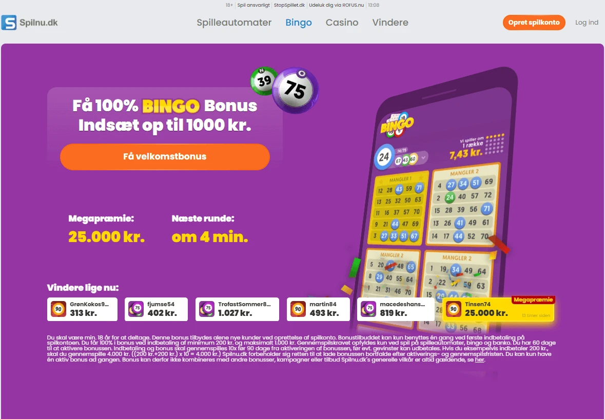 Spilnu.dk-Bingo-Side Screenshot