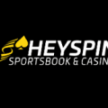 Heyspin sportsbook & casino hvid tekst på sort baggrund og gult logo