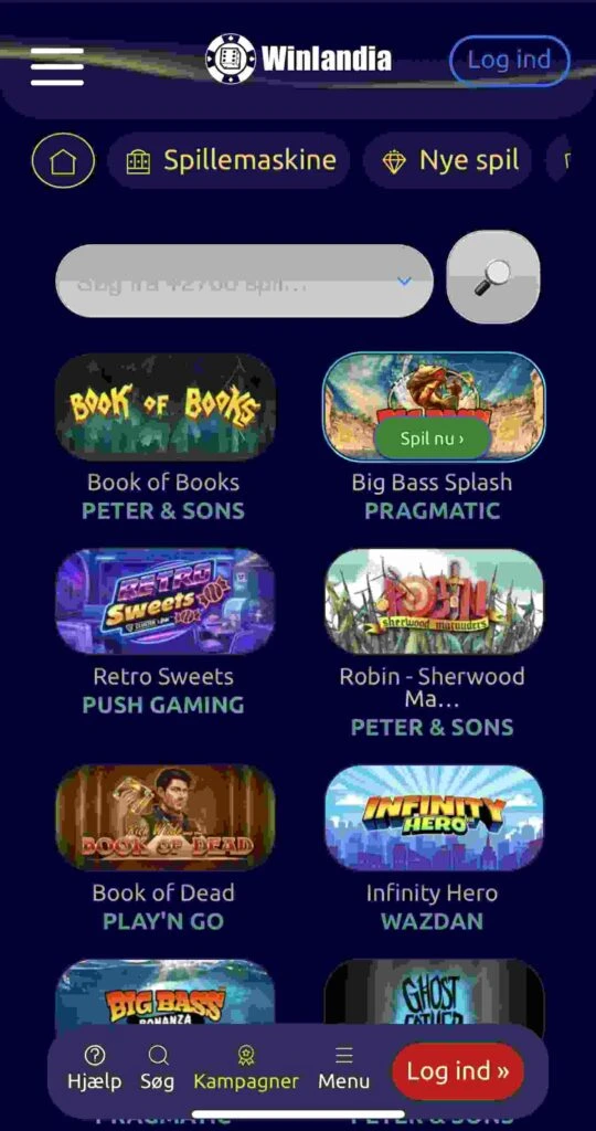 Casino Online DK Screenshot af online Casino Winlandia fra mobiltelefon