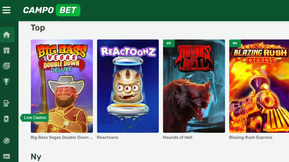 Casino Online Campobet Casino Screenshot af hjemmeside