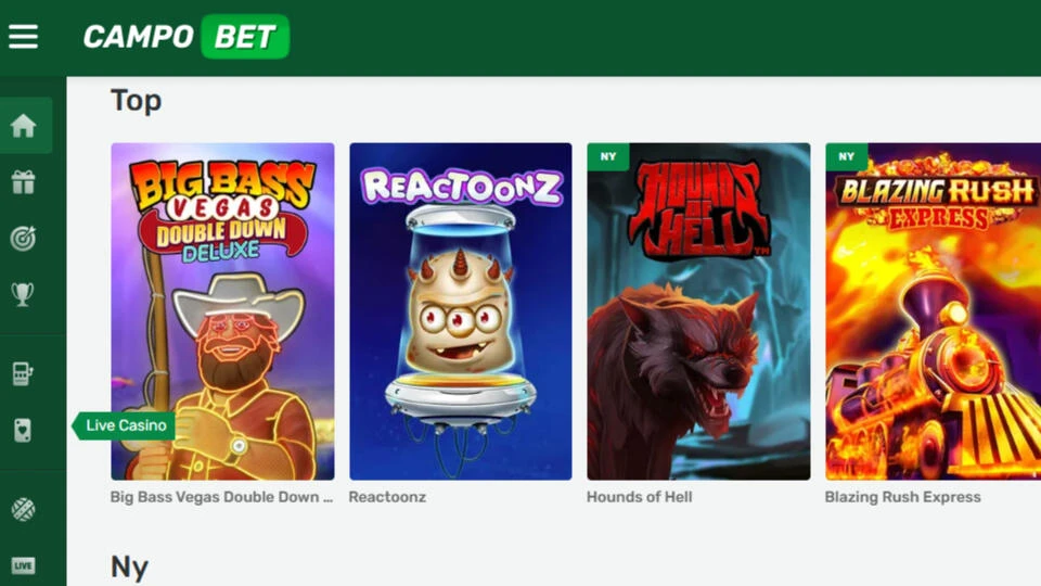 Casino Online Campobet Casino Screenshot af hjemmeside casino med dansk spillelicens fra Spillemyndigheden udvalg af spilleautomater