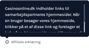 Casino Online DK Screenshot af Affiliateerklæring