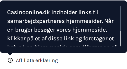 Casino Online DK Screenshot af Affiliateerklæring