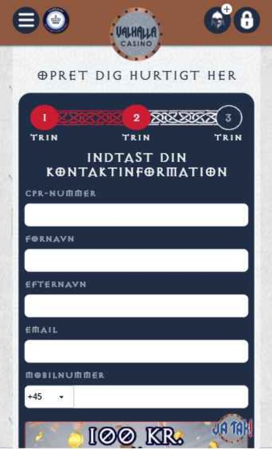 registering af Valhalla Casino