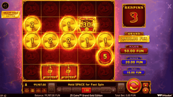 25 Coins Grand Gold Edition Logo Wazdan 2025 Gameplay