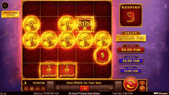 25 Coins Grand Gold Edition Logo Wazdan 2025 Gameplay