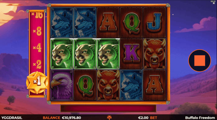 Buffalo Freedom DoubleMax Gameplay farverig spilleautomat med buffalo