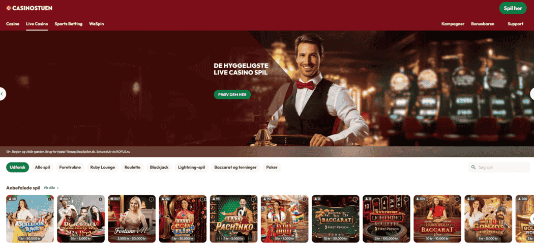 Casinostuen casino screenshot casinostuen live casino