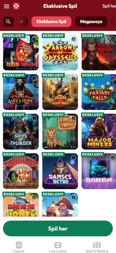 Casinostuen casino screenshot eksklusive spil 2025