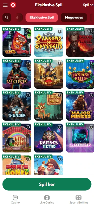 Casinostuen casino screenshot eksklusive spil 2025