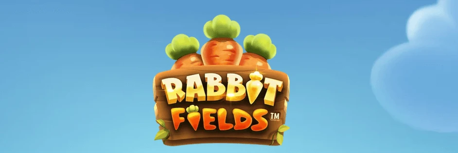 Rabbit Fields Just For The Win logo med gulerødder og påsketema banner