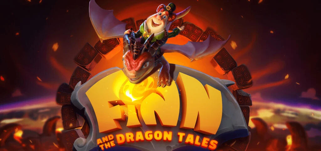 Finn and the Dragon Tales banner med drage og den irske alf Finn